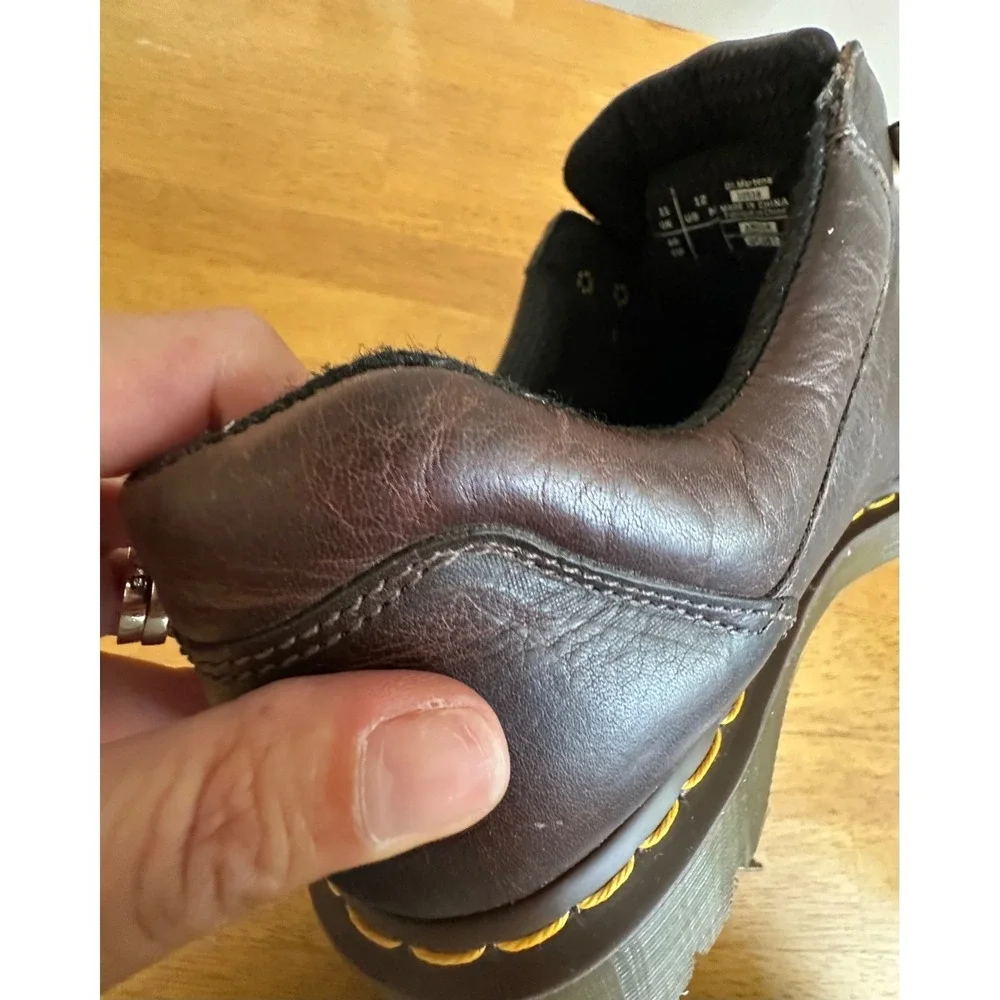 VTG Dr. Martens Brown Leather Chunky Platform Shoes Mens 12 NEW Y2K 10938 READ
